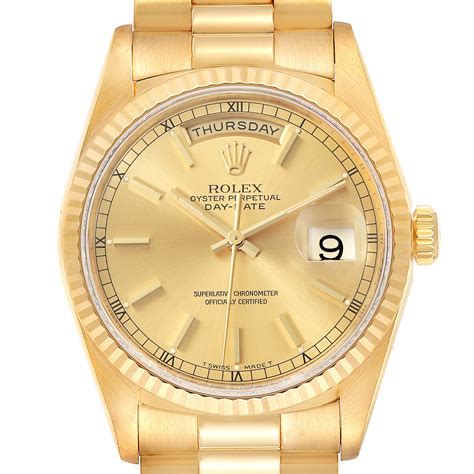 rolex president day-date yellow gold champagne dial mens watch 18238|Rolex 18238 price.